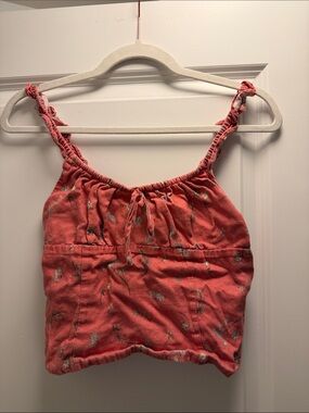 Aritzia Wilfred Coral Floral Cropped Tank Top